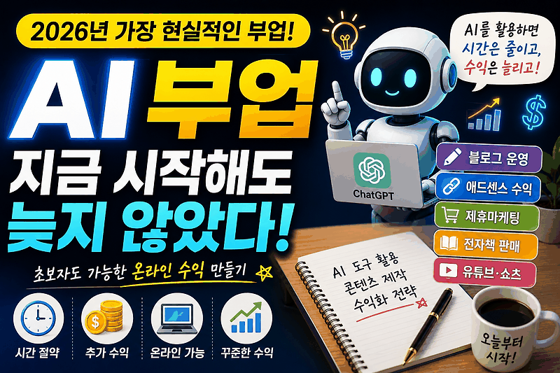 💻2026년 AI 부업 시작 가이드|재택부업·쇼츠 제작·콘텐츠 작업으로 배우는 현실적인 방법